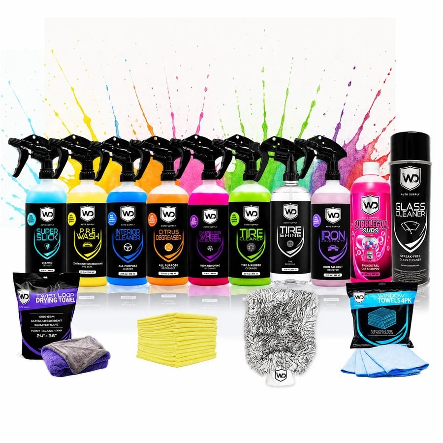 Professional detailing chemical lineup used by PrimeX Auto Detailing